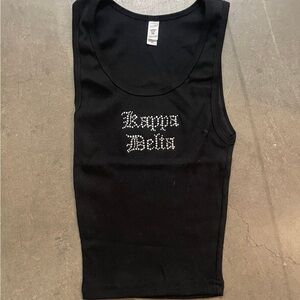 Kappa Delta KD Los Angeles Apparel Black Tank Top with Rhinestone Design